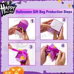 Halloween Treat Boxes,Halloween Candy Boxes,Pudiceva 18 Pcs Paper halloween Trick or Treat Gift Goodie Cookies Bags for Halloween Party Bags