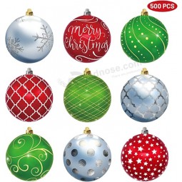 500 PCS Christmas Ornament Stickers Ball Stickers Holiday Decoration for Candy Bag Party Favors Supplies
