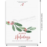 Christmas Greeting Cards with Envelopes, "Happy Holidays", Greenery Foliage Winter Design Perfect for the Holiday Season