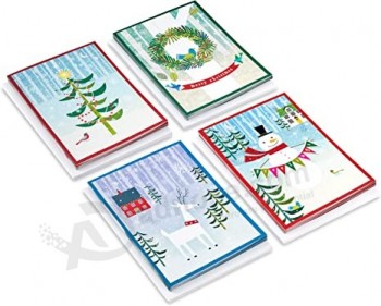 Image Arts Boxed Christmas Cards Assortment, Festive Folk Art (4 Designs, 24 Cards with Envelopes)