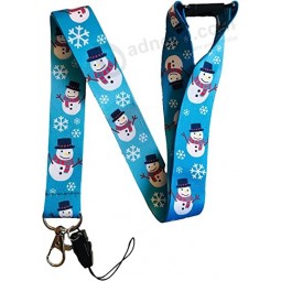 25mm Festive Christmas Snowman Neck Lanyard With Cell Phone Attachment & Safety Breakaway