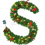 9 Ft Christmas Garland Prelit Battery Operated Artificial 50 LEDs with Christmas Ball Ornaments