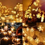 Christmas Lights, 20 Ft 40 LED Snowflake String Lights Battery Operated Fairy Lights for Bedroom Room Party Home Xmas Decor Indoor Outdoor Tree