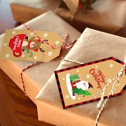 PintreeLand 50 Pack Christmas Gift Tags with String, Xmas Santa to/from Gift Tags for DIY Homemade Holiday Present Wrap Name Tag Label