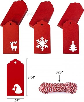 200 Pcs Christmas Gift Tags, Xmas Christmas Tags for Gifts, Snowflake Elk Hat Shapes Christmas Trees Holiday Christmas Tags Package