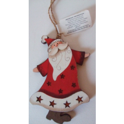 3 x Shabby Chic Heart Christmas tree hanging decorations Santa - Snowman - Angel