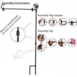 Garden Flag Stand Iron Garden Flag Pole 36.5X16.5 inch Garden Flag Holder with 1 Tiger Clip and 2 Spring Stoppers Flag Stand for outdoor Decorate