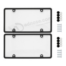 Smoked Clear License Plate Cover Frame Shield Tinted Bubbled Flat Car