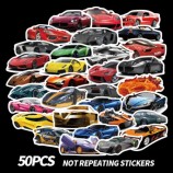 50 pcs Super Sport Car Racing Decal Vinyl Stickers for Luggage Laptop Skateboard
