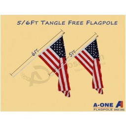 Tangle Free Spinning Flag Pole Aluminum 6FT Durable Rust Free Wind Resistant Kit