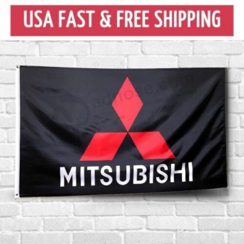 Mitsubishi Logo 3x5 ft Flag HKS JDM Ralliart 3000GT Lancer EVO Car Garage Banner