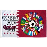 World Cup 2022 Flag 3x5ft Sports Flag Soccer Flag WC2022 Qatar Circle Teams