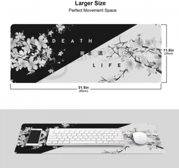 Gaming Mouse Pad Anti-Slip Rubber - Black & White Cherry Blossom