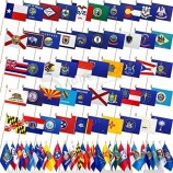 US 50 State Flags Set on Wood Stick Small Mini Hand Held Flags for Classroom