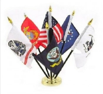 ARMED FORCES SET WITH USA FLAG AND BASE 4X6" TABLE TOP SET DESK SET NEW