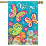Butterfly Garden Spring House Flag Welcome Floral 28" x 40" Briarwood Lane