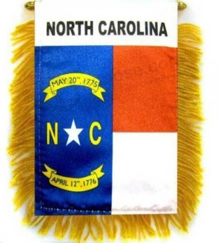 1 Dozen North Carolina Mini Banners 4x6in North Carolina Car Mirror Hanging Flag