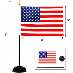 24 Countries Deluxe Desk Flags Set - 8 x 5 Inches Miniature American US Desktop Flag with 13" Black Pole