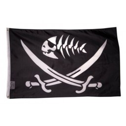 Small 12"x18" Black Pirate Fish Flag Sword Banner Boat Sea Man Cave Bar Skeleton