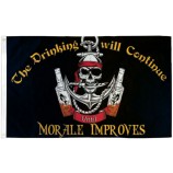 The Drinking Will Continue Flag 3x5ft Boating Flag Skull Jolly Roger Pirate Flag