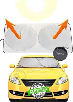 Windshield Sun Shade -The Only Certified Car Window Shades Blocking 99.9% UVR-210T Automotive Window Sunshades as Cars