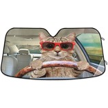Fun Cute Cat Driving Car Windshield Sun Shade Foldable UV Ray Sun Visor Protector Sunshade to Keep Your Vehicle Cool (55" x 27.6")