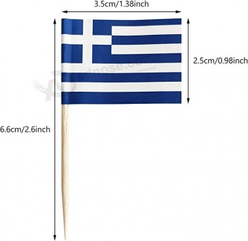 100 Pack Greece Flag Greek Toothpick Flags, Cocktail Picks Mini Stick Cupcake Toppers Country Picks Party