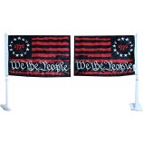 Pack of 2 Betsy Ross 1776 We The People Black & Red Rough Tex Knit Nylon Double Sided 12x18 12"x18" Car Vehicle Flag with high quality and any size