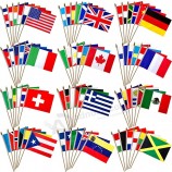 100 Countries International World Flags on Wooden Stick Small Mini Hand Held Flags for Sports Events with high quality and any size