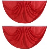 Red Pure Solid Colour Pleated Fan Flag Bunting 3 x 6 Ft Colour Pleated 2 Pcs Fan Flag Banner Indoor/Outdoor/Front Porch Decorations