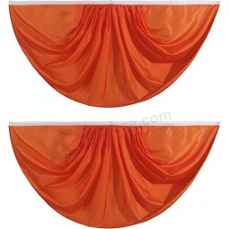 Orange Pure Solid Colour Pleated Fan Flag Bunting 3 x 6 Ft Colour Pleated 2 Pcs Fan Flag Banner Indoor/