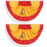 Spain Spanish Pleated Fan Flag Bunting 3 x 6 Ft Spain Pleated 2 Pcs Fan Flag Banner Indoor/Outdoor/Front Porch Decorations