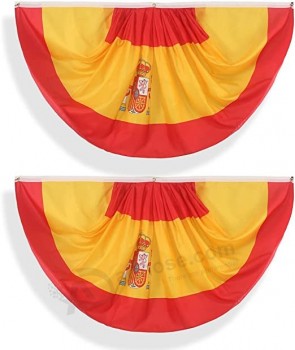 Spain Spanish Pleated Fan Flag Bunting 3 x 6 Ft Spain Pleated 2 Pcs Fan Flag Banner Indoor/Outdoor/Front Porch Decorations