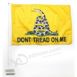 Dont Tread On Me Car Window Vehicle Flag 11" x 16" Knitted With Mounting Staff