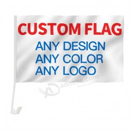 Wholesale OEM knitting polyester 12*18inches solid car flag with plastic flagpole custom design logo flag for car