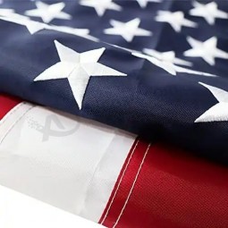 Embroidery 50 Stars US National Flag Polyester Durable Custom 3x5 Embroidered Sewn Stripes American Country Flag