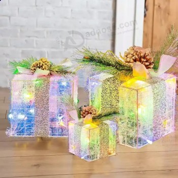 Nicro Gift Box Waterproof Tinsel Yard Road Inflatable Shrink Collapsible Garden Foldable Christmas Motif Light Party Decorations