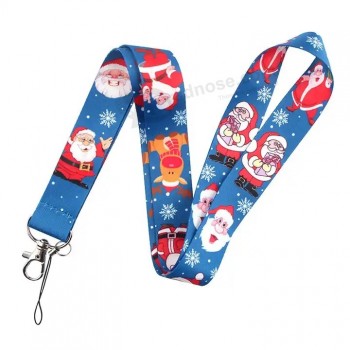 Cute Christmas Cartoons Lanyard for Keys Chain Badge Holder ID Credit Card Pass Hang Rope Lariat Mobile Phone Charm