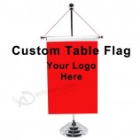 Custom logo best price table top flag pole Polyester Mini USA Office table flags with stand