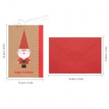 Wholesale Custom Printing Personalized Santa Claus Kraft Paper Holiday Merry Christmas Greeting Cards with Envelopes Set Box