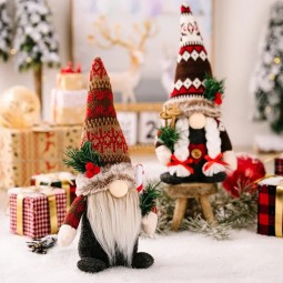2023 Rudolph Knitted Christmas Santa Plush Gnome Swedish Tomte Doll Gonk For Xmas Party Decor Home Table ornament