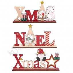 Christmas Creative Wooden Ornament XMAS NOEL Letters with Gnome Tabletop decoration for Christmas Holiday