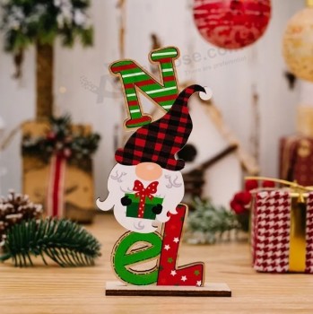 New Christmas decorations wooden letter ornaments elderly snowmen dwarfs colored letter wood