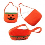 Wholesale Portable Halloween Felt Tote Basket Pumpkin Shape Candy Bucket Halloween Bags