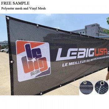 Custom color large size digital print outdoor pvc fence mesh advertising banner with grommets