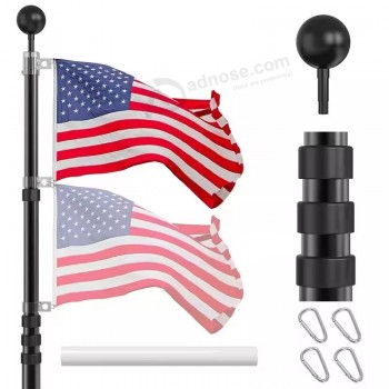 Wind Resistant 20ft 25ft 30ft black silver anodized aluminum Telescopic Flag pole with Ball Topper