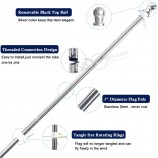 Telescopic 6 Feet 5 Knots Wall Mount Flagpole Stainless Steel Flag Pole For Gardens