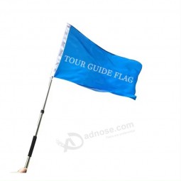 Customized high quality Polyester tour guide flag with telescopic flagpole sign hand flag double sided tour guide flag