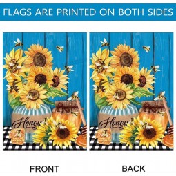 Spring Floral Sunflowers Bee Garden Flag Welcome House Yard Flag Double Sided Outdoor Decoration