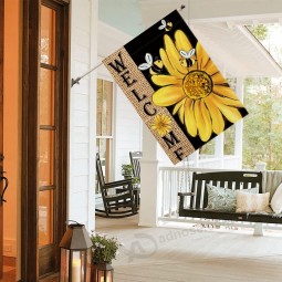 AVOIN colorlife Spring Summer Bee Sunflower House Flag 28x40 Inch Double Sided, Welcome Holiday Burlap Yard Outdoor Decoration